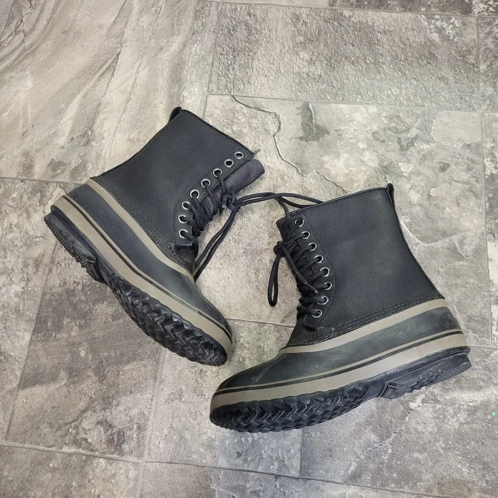 Sorel 1964 Premium T Boot Black Waterproof Leather Snow Duck Mens 8.5 NM1561-010